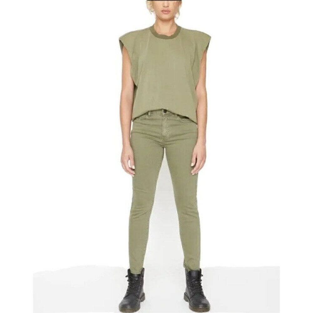 Free People x SANDRINE ROSE Women's Sz 24  Army Green Skinny  Jeans NWT